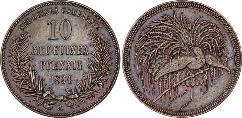 German New Guinea 10 Pfennig 1894 A Berlin
KM# 3, J# 703, N# 21762; Copper; Wil...