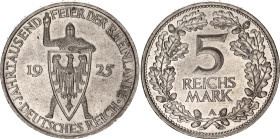 Germany - Weimar Republic 5 Reichsmark 1925 A
KM# 47, AKS# 60, J. 322, N# 31803; Silver; 1000th Year of the Rhineland; Berlin Mint; UNC