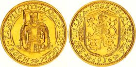 Czechoslovakia 1 Dukat 1936
KM# 8, Fr# 2, N# 19852; Gold (.986) 3.49 g.; St. Wenceslaus; Mintage 14'556; UNC