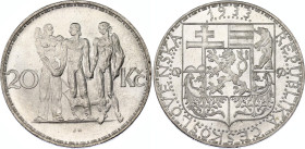 Czechoslovakia 20 Korun 1933
KM# 17, N# 12629; Silver; UNC, full luster. Well struck, extremely rare in this condition.
