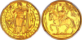 Czechoslovakia Gold 3 Dukat 1973 R Restrike NGC MS 68
X# M8, Fr# 9, N# 111448; Gold (.986) 12.00 g.; 1000th Anniversary - Christianity in Bohemia; UN...