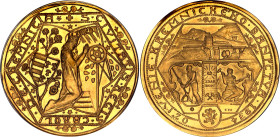 Czechoslovakia Gold 10 Dukat 1973 (1934) Restrike PCGS UNC
X# M21; Gold (.986) 34.90 g.; Reopening of the Kremnica Mines; Restrike PCGS UNC Det. Clea...