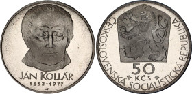 Czechoslovakia 50 Korun 1977
KM# 87, N# 12640; Silver., Proof; 125th Anniversary - Death of Jan Kollár; Mintage 5000 pcs; In original sealed box