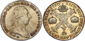 Austrian Netherlands 1 Kronentaler 1790 M
KM# 32, Dav ECT# 1170, KM# 220, Dav ECT# 1388, N&V# 472, N# 24791; Silver; Joseph II (1780-1790); mint lust...