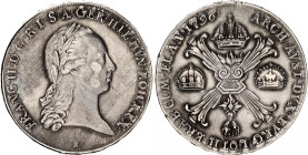 Austrian Netherlands 1 Kronentaler 1796 B
KM# 62.2, N# 28744; Silver 29.47 g.; Franz II; Kremnitz Mint; XF/XF+