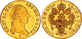 Austria 1 Dukat 1786 A
KM# 1873, ÉH# 1319, H# 1866, N# 33435; Gold (.986) 3.49 g.; Joseph II; Vienna Mint; UNC, full mint luster. Rare condition.