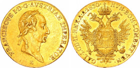 Austria 1 Dukat 1830 E
KM# 2171, N# 33430; Gold 3.47 g.; Francis I of Austria; XF-AU, mint luster.