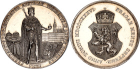 Austria Silver Medal "Coronation of Bohemian King in Prague" 1836 MDCCCXXXVI Specimen PCGS SP62
Montenuovo 2560, Hauser 22, Donebauer 3140, Novák.D2b...