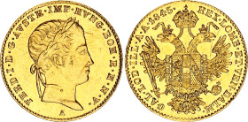 Austria 1 Dukat 1845 A
KM# 2262, N# 33654; Gold 3.47 g.; Ferdinand I; VF+