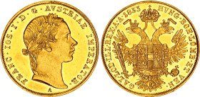 Austria 1 Dukat 1853 A
KM# 2263, N# 33653; Gold (.986) 3.49 g.; Franz Joseph I; Vienna Mint; UNC, Prooflike, very rare condition.