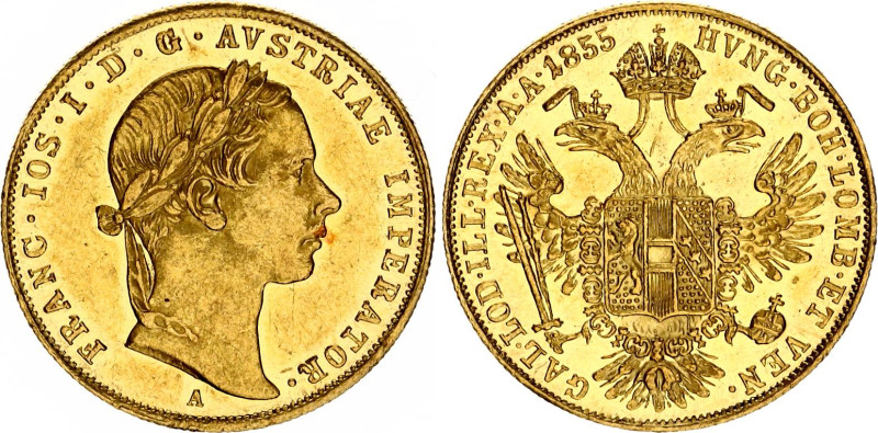 Austria 1 Dukat 1855 A
KM# 2263; N# 33653; Gold (.986) 3.49 g.; Franz Joseph I;...