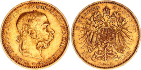 Austria 10 Corona 1905
KM# 2805; Herinek 383; Gold (.900) 3.39 g.; Franz Joseph I; Mint: Vienna; Mintage 1,933,230; AU-UNC