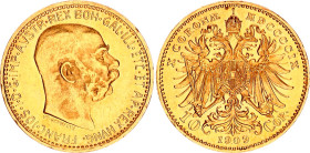 Austria 10 Corona 1909
KM# 2816, N# 20870; Gold (.900) 3.38 g.; Franz Joseph I; AUNC/UNC with minor hairlines