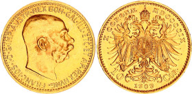 Austria 10 Corona 1909
KM# 2816, N# 20870; Gold (.900) 3.38 g.; Franz Joseph I; AUNC/UNC with minor hairlines