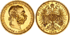 Austria 20 Corona 1893
KM# 2806; Franz Joseph I, Vienna Mint. Gold (.900) 6.78 g. Mintage 7,872,000. UNC with mint luster.