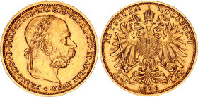 Austria 20 Corona 1896
KM# 2806, N# 14747; Gold (.900) 6.78 g.; Franz Joseph I; AUNC