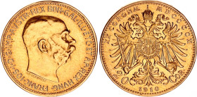 Austria 20 Corona 1910
KM# 2818, N# 28374; Gold 6.74 g.; Franz Joseph I; AUNC, with hairlines