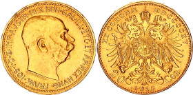 Austria 20 Corona 1915 Restrike
KM# 2818, N# 28374; Gold (.900) 6.78 g.; Franz Joseph I; UNC