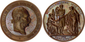 Austria Bronze Table Medal "World Exhibition in Vienna" 1873
Wurzbach 2494, Hauser 2911; Bronze 157 g., 70 mm.; By J.Tautenhayn and K.Schwenzer.; Obv...