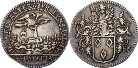 Hungary Silver Medal The Siege and Capture of Budapest from the Turks 1686 Rare Strike in Silver
Silver 7.64 g., 29.5 mm.; Obv: DONEC AVFERATVR LVNA ...