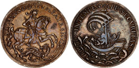 Hungary Silver Medal "St. Georgstaler" (ND)
Obv: IN TEMPESTATE SECVRITAS. Christ in boat sailing right. Rev: S GEORGIVS EQVITVM PATRONVS. St. George ...