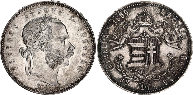 Hungary 1 Forint 1869 GYF
KM# 449.2; H# 2137; N# 33872; Silver; Franz Joseph I;...