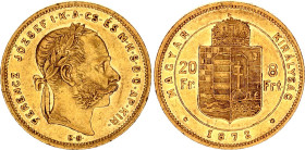 Hungary 20 Francs / 8 Forint 1872 KB
KM# 455, N# 7498; Gold., 6.43 g.; Franz Joseph I; AUNC, mint luster.