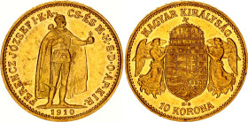 Hungary 10 Korona 1910 KB
KM# 485, N# 10813; Gold (.900) 3.38 g., 19 mm.; Franz Joseph I; AUNC