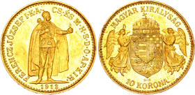 Hungary 10 Korona 1912 KB
KM# 485, N# 10813; Gold 3.38 g.; Franz Joseph I; AU-UNC with full mint luster. Rare coin.
