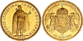 Hungary 20 Korona 1895 KB
KM# 486; H# 2198; N# 33163; Gold (.900) 6.78 g.; Franz Joseph I; Mint: Kremnitz; UNC.