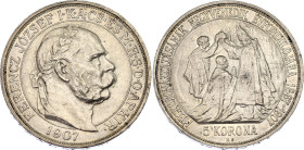 Hungary 5 Korona 1907 KB
KM# 489, N# 15759; Silver; 40th Anniversary of the Coronation of Franz Joseph I as King of Hungary; UNC