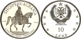 Albania 10 Leke 1968 (ND)
KM# 50, N# 24282; Silver., Proof; 500th Anniversary of Skanderbeg's Death - Skanderbeg's Death; With minor hairlines