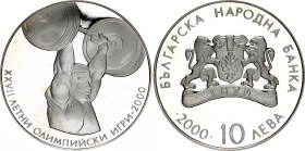 Bulgaria 10 Leva 2000
KM# 251, N# 60966; Silver., Proof; The 27th Summer Olympic Games, Sydney (Australia), 2000: Weightlifting; UNC