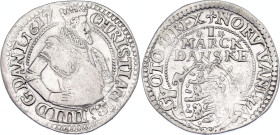 Denmark 1 Mark Dansk 1617
KM# 52, Hede# 99, N# 79356; Type I; Silver; Christian IV; Copenhagen Mint; XF