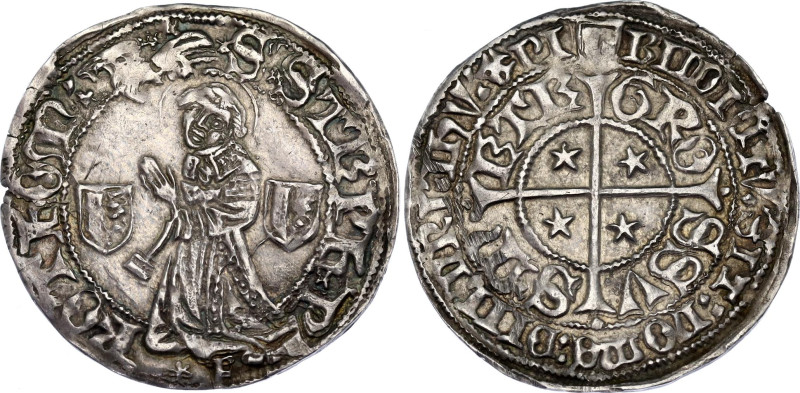 France Metz 1 Grossus 1408 - 1588 (ND)
Silver., 2.44 g.; Saint Stephen kneeling...