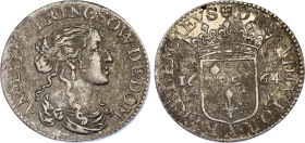France Dombes 1/12 Ecu 1664
KM# 40, Dy# 3011, N# 170506; Silver; Anna Mary Louise; Trévoux Mint; XF/AUNC, weak strike
