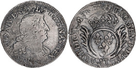 France 1/2 Ecu 1693 - 1702 (ND) Overstrike
KM# 295, N# 13335; Louis XIV; Silver 13.47 g.; VF.