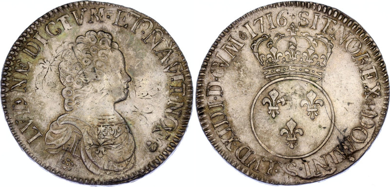 France 1 Ecu 1716 S Overstrike
KM# 414.18, Dy# 1651, GadR# 317, N# 27853; Silve...