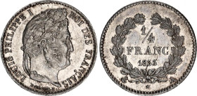 France 1/4 Franc 1833 A
KM# 740.1; F# 166; N# 8206; Silver; Louis Philippe I; Mint: Paris; AU-UNC, full mint luster.
