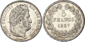 France 5 Francs 1837 A
KM# 749.1, N# 3653; Silver; Louis Philippe I; AUNC