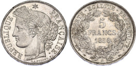 France 5 Francs 1850 A
KM# 761.1, N# 1181; Silver; Republic; AUNC