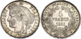 France 5 Francs 1851 A
KM# 761.1, N# 1181; Silver; Republic; AUNC