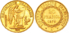 France 20 Francs 1875 A
KM# 825, N# 3654; Gold 6.44 g.; XF