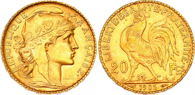 France 20 Francs 1905
KM# 847, N# 7022; Gold 6.45 g.; AUNC