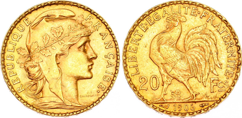 France 20 Francs 1906
KM# 847, N# 7022; Gold 6.45 g.; AUNC