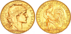 France 20 Francs 1913
KM# 857, N# 2230; Gold 6.44 g.; AUNC