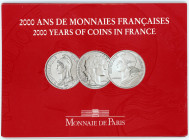 France Mint Set of 3 Coins 2000
KM# 353, 354, 355; Copper-Nickel; 2000 Years of coins in France; Mintage 4500 pcs; UNC