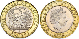 Gibraltar 2 Pounds 1998 AA
KM# 758, N# 14622; Bimetallic; Elizabeth II; The Labours of Hercules Series - The Erymanthian Boar; UNC