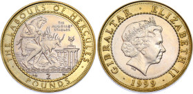 Gibraltar 2 Pounds 1999 AA
KM# 759, N# 14625; Bimetallic; Elizabeth II; The Labours of Hercules Series - The Augean Stables; UNC