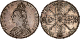 Great Britain 2 Florin 1887
KM# 763, Sp# 3922, N# 11098; Silver 22.58 g.; Victoria; "Double Florin"; UNC.